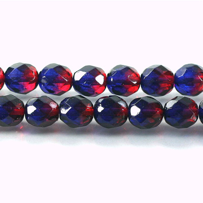 Czech Glass Fire Polish Bead - Round 08MM GARNET-PURPLE 48686