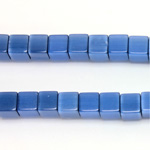 Fiber Optic Synthetic Cat's Eye Bead - Smooth Cube 06x6MM CAT'S EYE BLUE