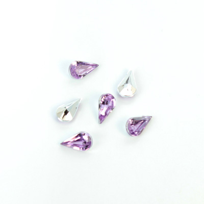 Plastic Point Back Foiled Stone - Pear 08x4.8MM LT AMETHYST