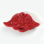 Plastic Oriental Carved Series Face 22MM CINNABAR