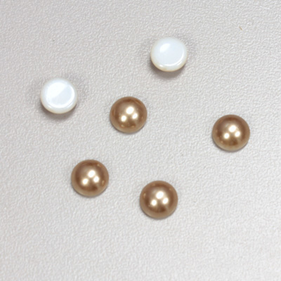 Glass Medium Dome Cabochon Pearl Spray Finish - Round 07MM LT BROWN