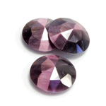 Fiber-Optic Flat Back Cabochon - Rauten Rose Round 18MM CAT'S EYE PURPLE