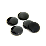Gemstone Flat Back Single Bevel Buff Top Stone - Round 10MM BLACK ONYX