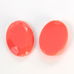Plastic Flat Back Rose Cut Rhinestone - Oval 25x18MM CORAL
