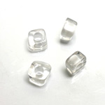 Plastic Bead - Color Lined Smooth Large Hole Square 6x9MM CRYSTAL WHITE LINE