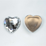 Plastic Flat Back Foiled Rauten Rose Rhinestone - Heart 25MM CRYSTAL