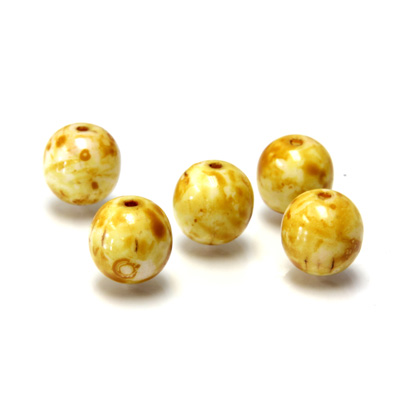 Czech Pressed Glass Bead - Smooth Round 08MM TRAVERTINE BROWN