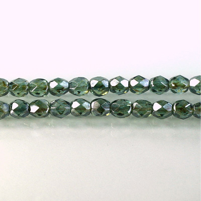 Czech Glass Fire Polish Bead - Round 05MM LUMI COATED GREEN
