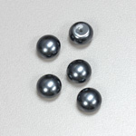 Glass High Dome Cabochon Pearl Dipped - Round 10MM DARK GREY