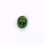 German Glass Flat Back Foiled Scarab with Gold Engraving - 10x8MM EMERALD