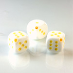 Plastic Casino Style Bead - Dice 10MM YELLOW on WHITE