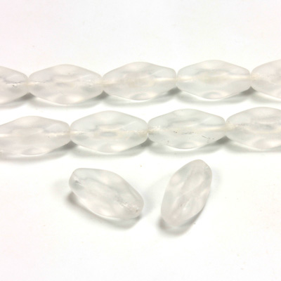 Czech Pressed Glass Bead - Baroque Oblong 12x7MM MATTE CRYSTAL