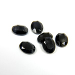 Gemstone Flat Back Stone with Faceted Top and Table - Oval 08x6MM BLACK ONYX