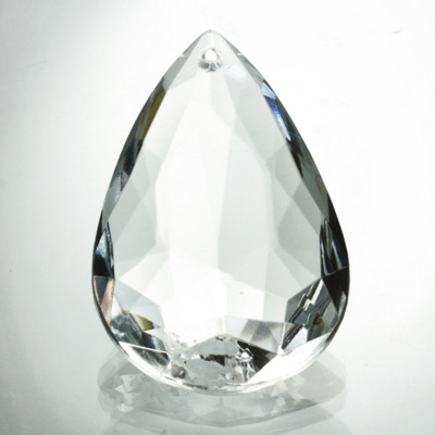German Plastic Pendant -Transparent Faceted Pear 48x28MM CRYSTAL