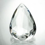 German Plastic Pendant -Transparent Faceted Pear 48x28MM CRYSTAL