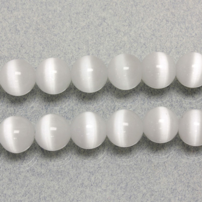 Fiber-Optic Synthetic Bead - Cat's Eye Smooth Round 08MM CAT'S EYE WHITE