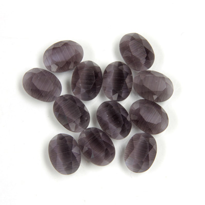 Fiber-Optic Flat Back Stone with Faceted Top and Table - Oval 08x6MM CAT'S EYE GREY
