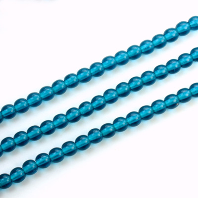 Czech Pressed Glass Bead - Smooth Round 04MM CAPRI BLUE