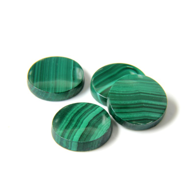 Gemstone Flat Back Single Bevel Buff Top Stone - Round 11MM MALACHITE