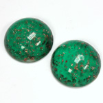 Glass Medium Dome Lampwork Cabochon - Round 20MM GOLD FLECK EMERALD (05053)