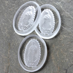 Glass Crystal Painting with Carved Intaglio - Virgin Guadalupe Oval 25x18MM MATTE CRYSTAL on CRYSTAL