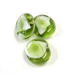 Glass Lampwork Bead - Round Coin 16MMOLIVENE WHITE 92172