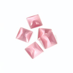 Fiber-Optic Flat Back Stone - Faceted checkerboard Top Square 8x8MM CAT'S EYE LT PINK