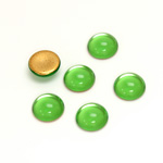 Glass Medium Dome Foiled Cabochon - Round 09MM PERIDOT