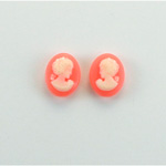 Plastic Cameo - Woman with Bow Oval 10x8MM IVORY ON CORNELIAN