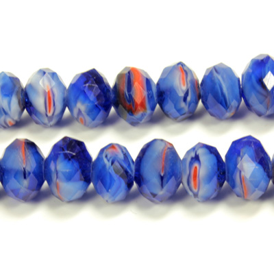 Chinese Cut Crystal Millefiori Bead - Rondelle 06x8MM BLUE