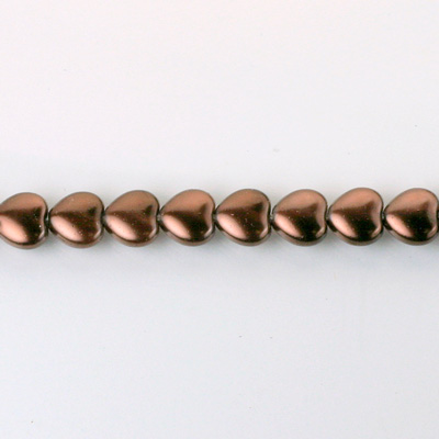 Czech Glass Pearl Bead - Heart 06x6MM DARK BROWN 70419
