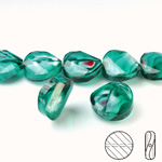 Chinese Cut Crystal Millefiori Bead - Round Twist 18MM TEAL