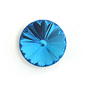 Aurora Crystal Point Back Foiled Rivoli - 14MM DARK AQUAMARINE #8022
