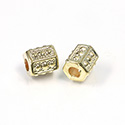 Metalized Plastic Engraved Bead - Hexagon 12MM GOLD