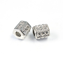Metalized Plastic Engraved Bead - Hexagon 12MM SILVER