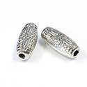 Metalized Plastic Engraved Bead - Fancy 25x11MM SILVER