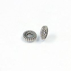 Metalized Plastic Engraved Bead - Wheel  10MM ANT SILVER