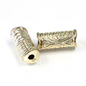 Metalized Plastic Engraved Bead - Fancy 24x11MM GOLD