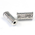 Metalized Plastic Engraved Bead - Fancy 24x11MM SILVER