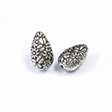 Metalized Plastic Engraved Bead - Teardrop 18x11MM MATTED ANT SILVER