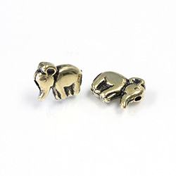 Metalized Plastic Engraved Bead - Elephant 15x13MM ANT GOLD