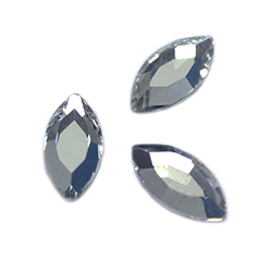 Aurora Crystal Flat Back Hot Fix Fancy Stone - Navette 08X4MM BLACK DIAMOND #1021