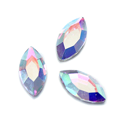 Aurora Crystal Flat Back Fancy Stone - Navette 10x5MM CRYSTAL AB Foiled #0001AB