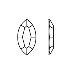 Aurora Crystal Flat Back Hot Fix Fancy Stone - Navette 08x4MM CRYSTAL AB Foiled #0001AB
