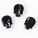 Aurora Crystal Flat Back Hot Fix Fancy Stone - Skull 10x7.5MM JET Foiled #131131