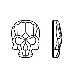 Aurora Crystal Flat Back Hot Fix Fancy Stone - Skull 10x7.5MM CRYSTAL AB Foiled #0001AB
