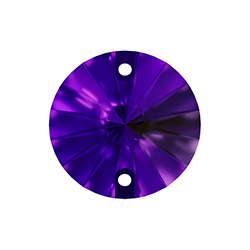 Aurora Crystal Flat Back 2-Hole Sew-on Foiled Stones - Rivoli 12MM AMETHYST #6021
