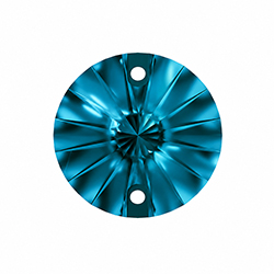 Aurora Crystal Flat Back 2-Hole Sew-on Foiled Stones - Rivoli 10MM BLUE ZIRCOCN #8031
