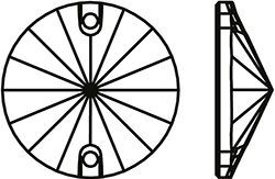 Aurora Crystal Flat Back 2-Hole Sew-on Foiled Stones - Rivoli 10MM BLUE ZIRCOCN #8031