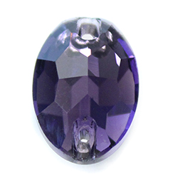 Aurora Crystal Flat Back 2-Hole Sew-on Foiled Stones - Oval 10x7mm AMETHYST #6021